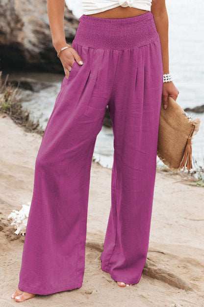 Pantalones fruncidos con bolsillos de mezcla de lino Fresh Air