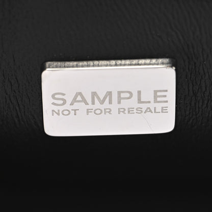 Lambskin Quilted Resin Pearl Chain Top Handle Flap Black