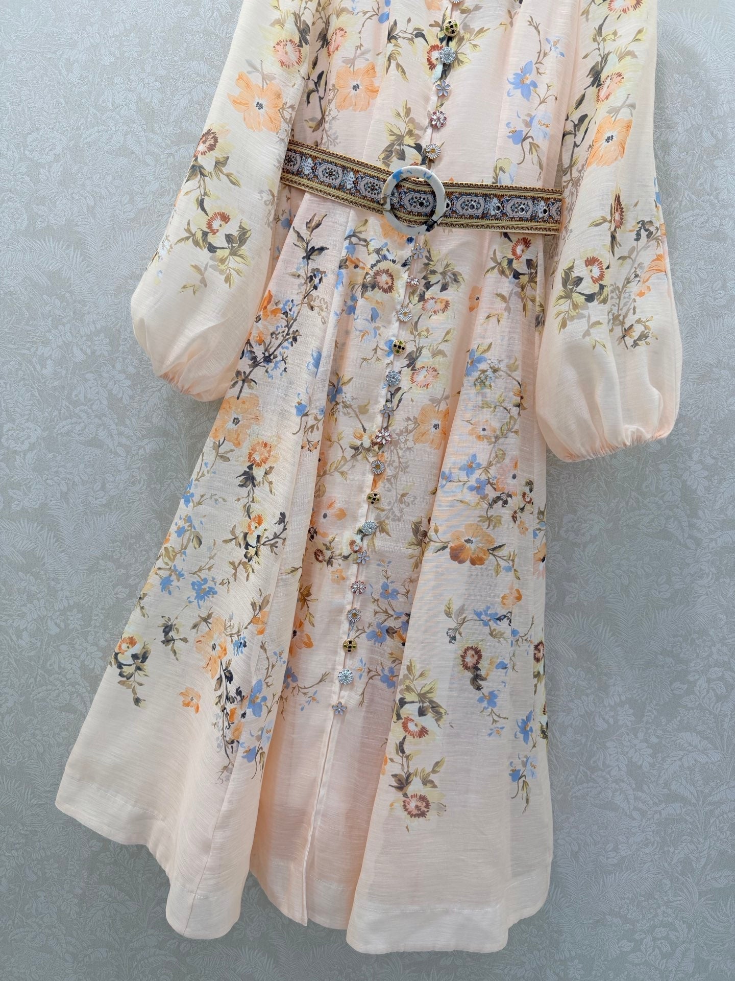 Zimmermann Rebellion Button Midi Dress Cream Aviary Cotton 342125