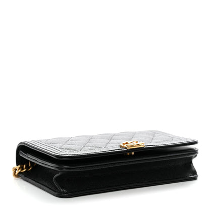Caviar Quilted Boy Wallet On Chain WOC Black