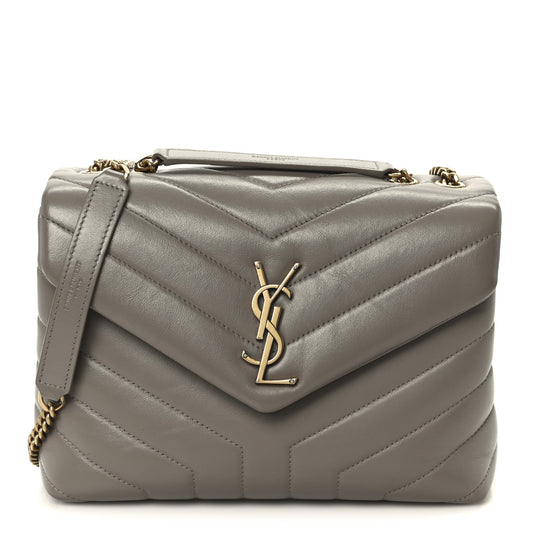 Calfskin Y Quilted Monogram Small Loulou Chain Satchel Taupe