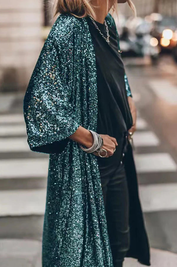 Kimono con mangas acampanadas y lentejuelas Disco Glamour 