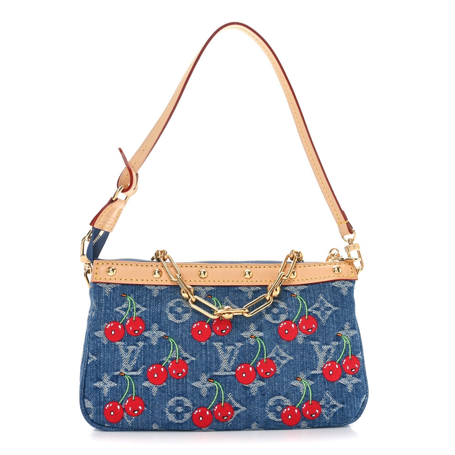 LV X TM Monogram Denim Cerises Pochette Accessories Blue – Holyprettygal