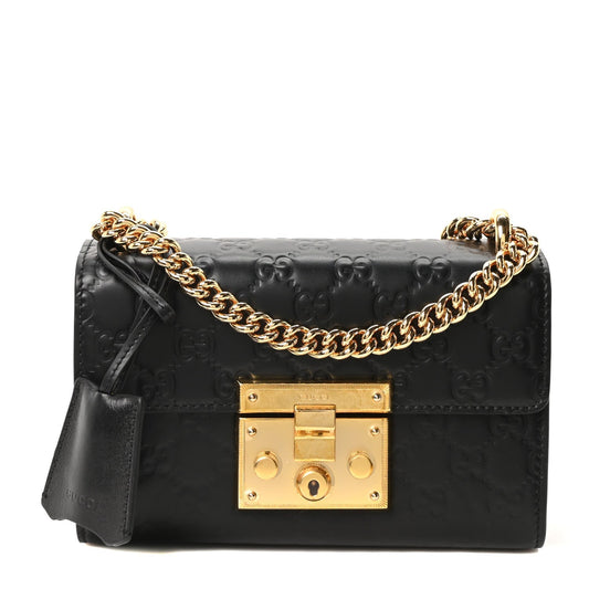 Guccissima Small Padlock Shoulder Bag Black