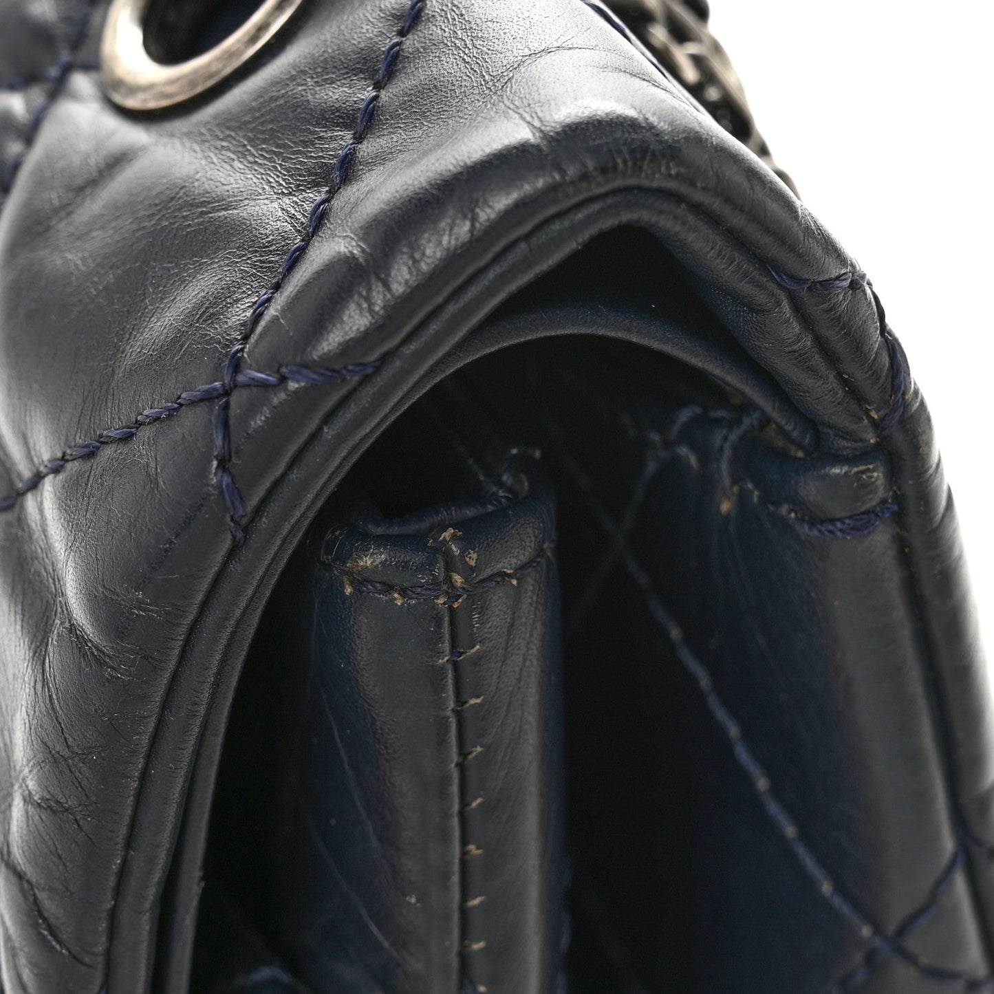 Aged Calfskin Quilted 2.55 Reissue 227 Flap Dark Blue