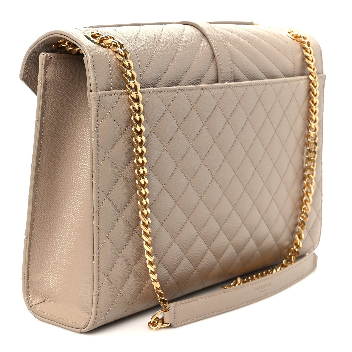 Grain De Poudre Mixed Matelasse Large Triquilt Monogram Satchel Dark Beige