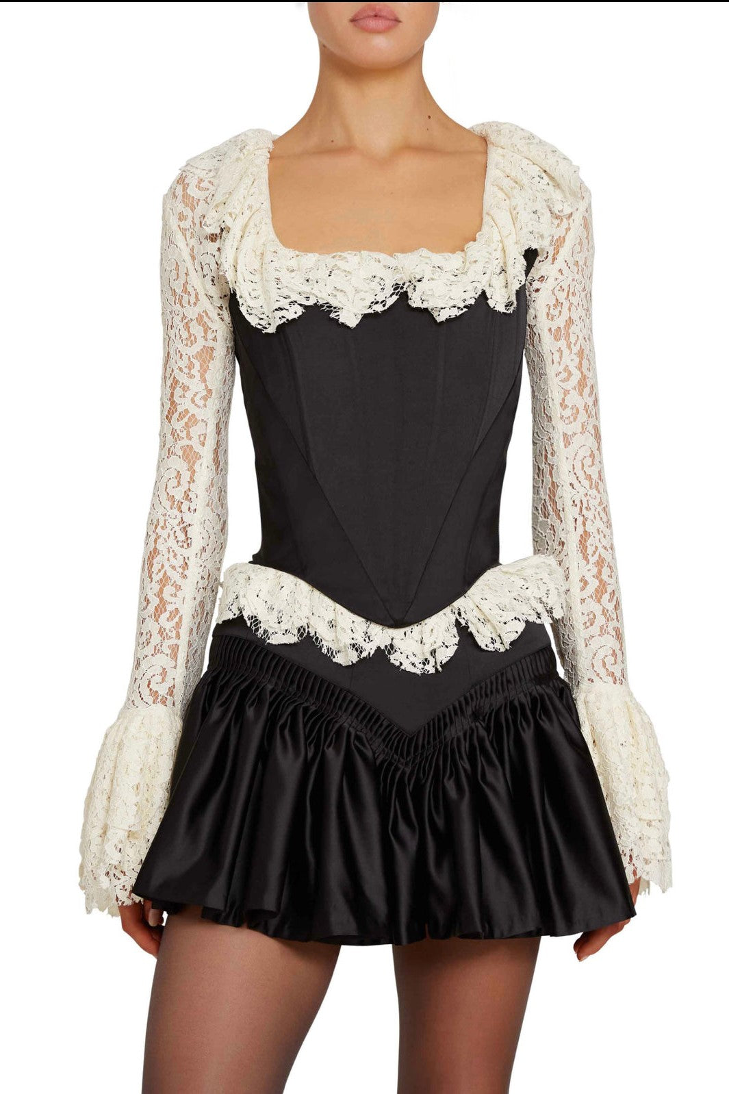 Conjunto de corsé de terciopelo con cuello cuadrado Mona 