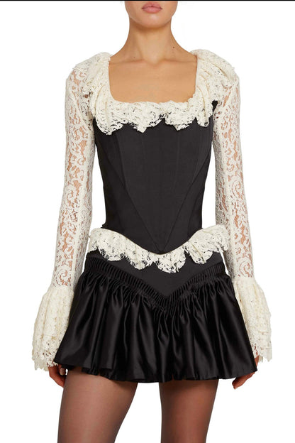 Conjunto de corsé de terciopelo con cuello cuadrado Mona 
