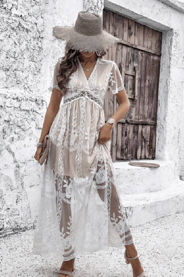 Vestido largo de encaje
