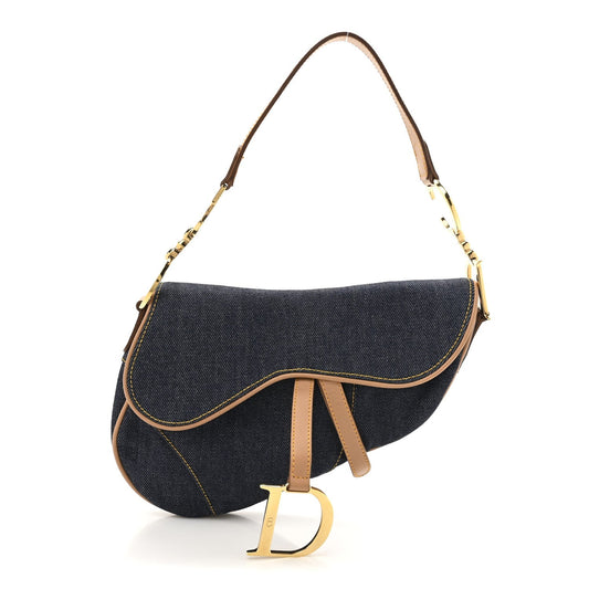 Denim Calfskin Saddle Bag Blue