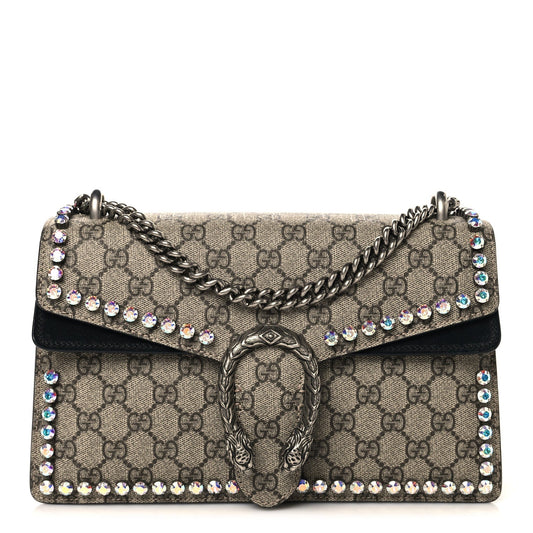 GG Supreme Monogram Crystal Small Dionysus Shoulder Bag Black