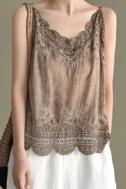 Camisola de encaje hueco con parte superior de camisa de fondo