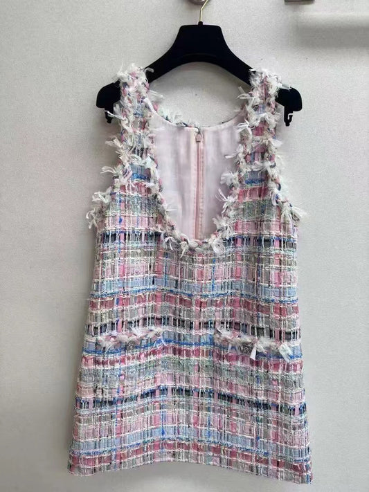 CC V-Shift Dress Multicolor Tweed