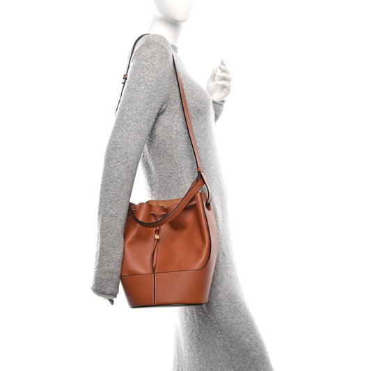 Calfskin Balloon Bucket Bag Tan