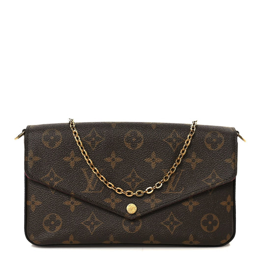 Monogram Pochette Felicie Chain Wallet Fuchsia