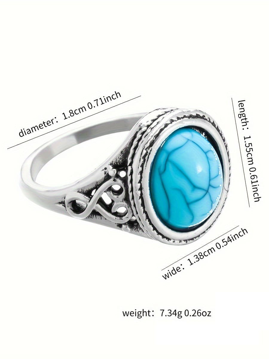 Anillo de plata de ley con exquisita piedra azul 
