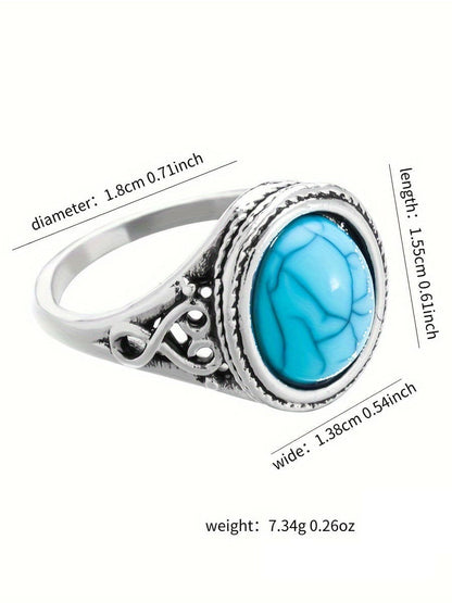 Anillo de plata de ley con exquisita piedra azul 