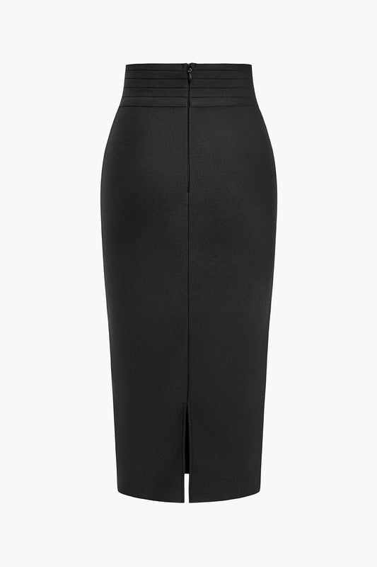 Solid Color Vintage Knit Asymmetrical Button Skirt