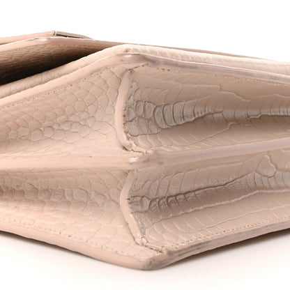 Calfskin Crocodile Embossed Medium Monogram Sunset Rose Antic