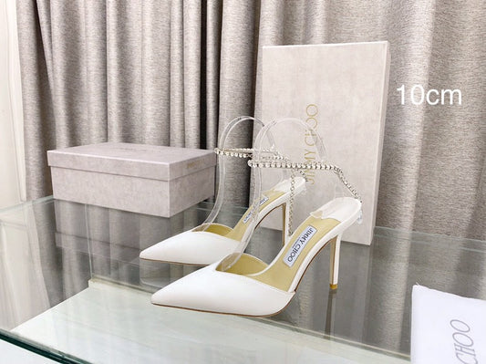 Jimmy Choo Crystal Embellishment 10cm Pumps Ivory Silk
