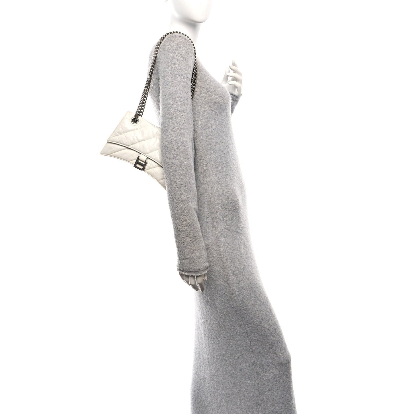 Crushed Calfskin Quilted Small Crush Chain Bag Optic White