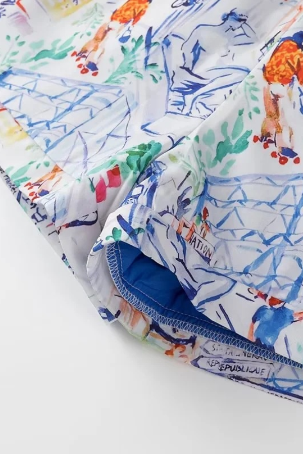 Graffiti Print Cotton Shorts Set