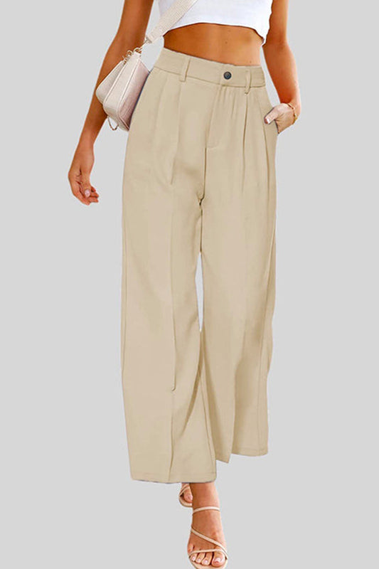 Pantalones de cintura alta y pierna ancha con bolsillos