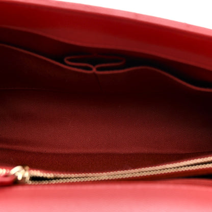 Caviar Chevron Quilted Small Coco Handle Flap Red