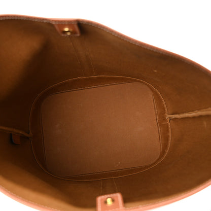 Triomphe Canvas Calfskin Medium Bucket Bag Tan