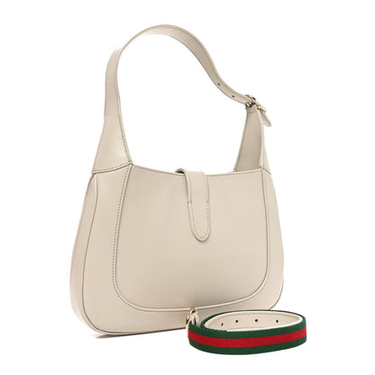 Ancora Calfskin Web Small Jackie Shoulder Bag Light Grey