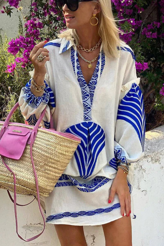 Vestido mini túnica con estampado 