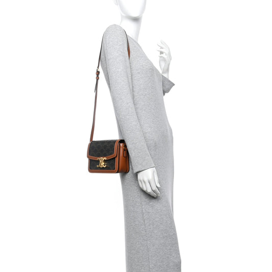 Calfskin Triomphe Canvas Teen Triomphe Bag Tan