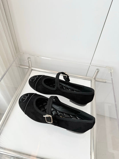 Chanel 26 Mary Jane Shoe Black in Suede 597380