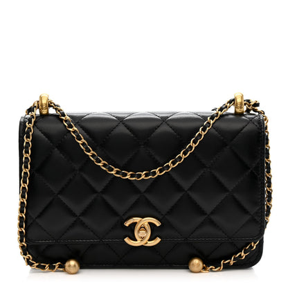Calfskin Quilted Perfect Fit Wallet On Chain WOC Black