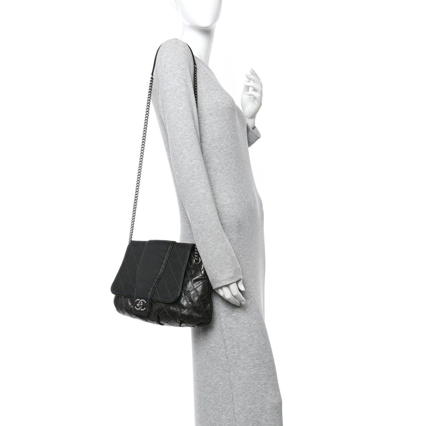 Caviar Aged Calfskin Medium Bubble Graphic Messenger Bag Grey