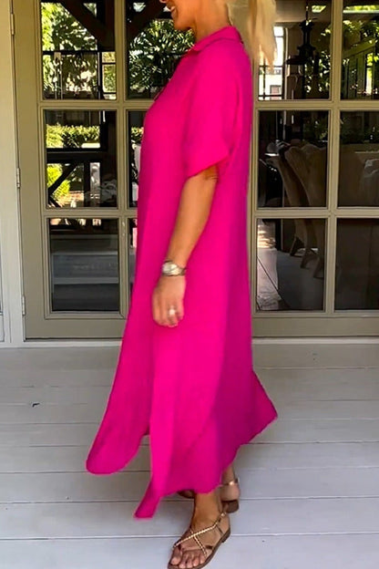 Vestido midi elegante, liso y de media manga