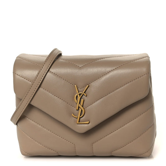 Calfskin Y Quilted Monogram Toy Loulou Crossbody Bag Dark Beige
