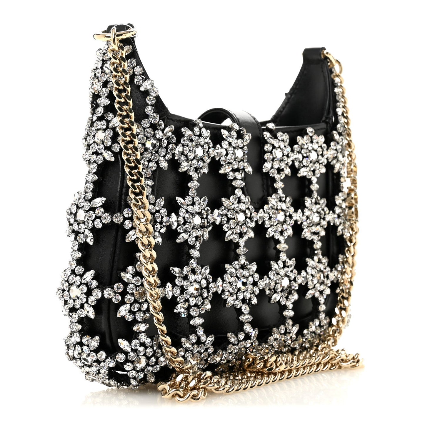 Calfskin Crystal Mini Jackie Notte Bag Black