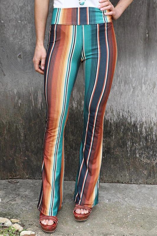 Pantalones casuales ajustados de cintura alta a la moda, pantalones acampanados