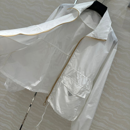 Prada Zipper Jacket White Polyester