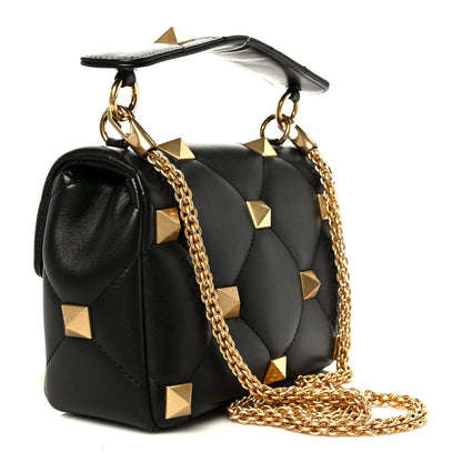 Nappa Medium Roman Stud Shoulder Bag Black