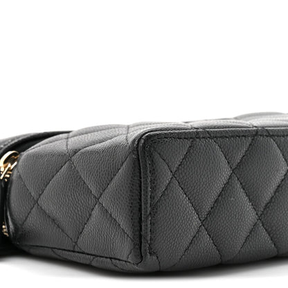 Caviar Quilted Top Handle Slim Vanity With Chain Black
