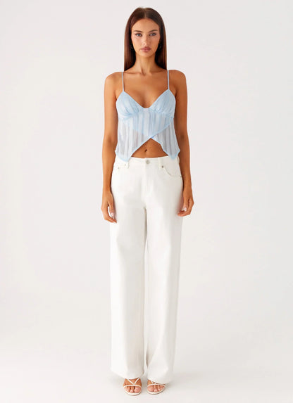 Glynne Frill Top - Baby Blue