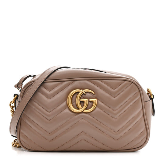 Calfskin Matelasse Small GG Marmont Chain Shoulder Bag Porcelain Rose
