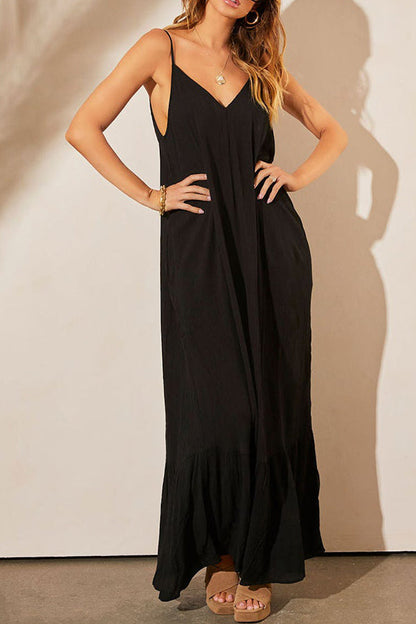 Vestido largo liso con bolsillos KIMONIE 