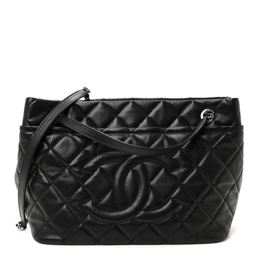 Caviar Quilted Timeless CC Soft Tote Black