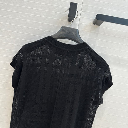 Hm 25 Short-sleeved Sweater Black Mesh Polyester