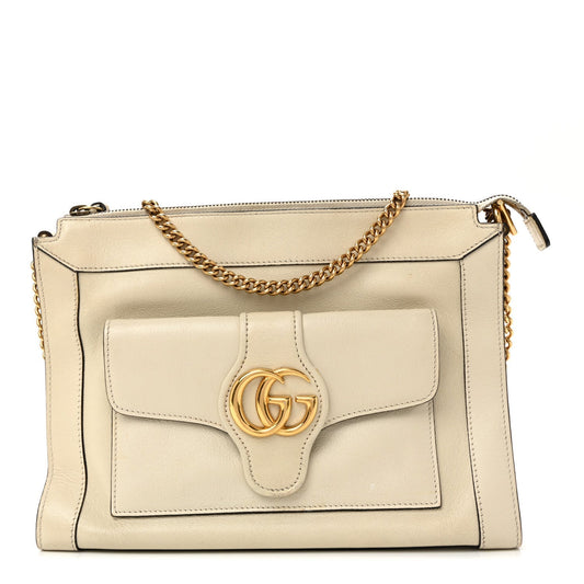 New Sakai Calfskin Lux Dahlia Chain Shoulder Bag Mystic White