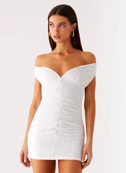 Takoda Off Shoulder Mini Dress - White