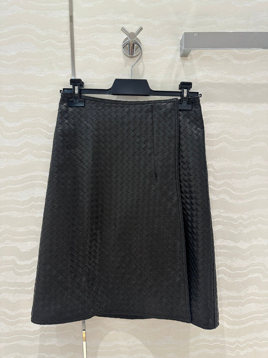 BV Skirt in Black Lambskin